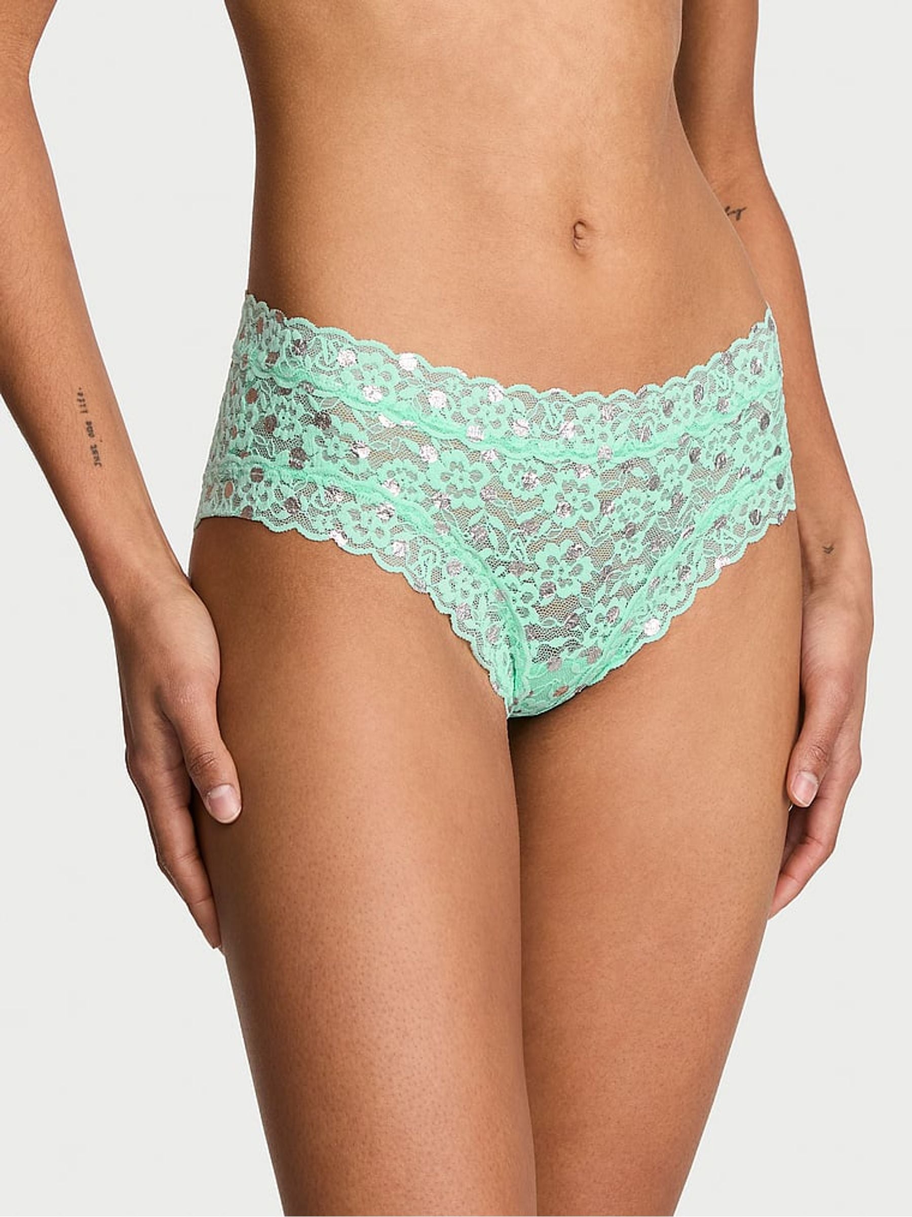 Victoria's Secret Waterfall Green Polka Dot Cheeky Knickers