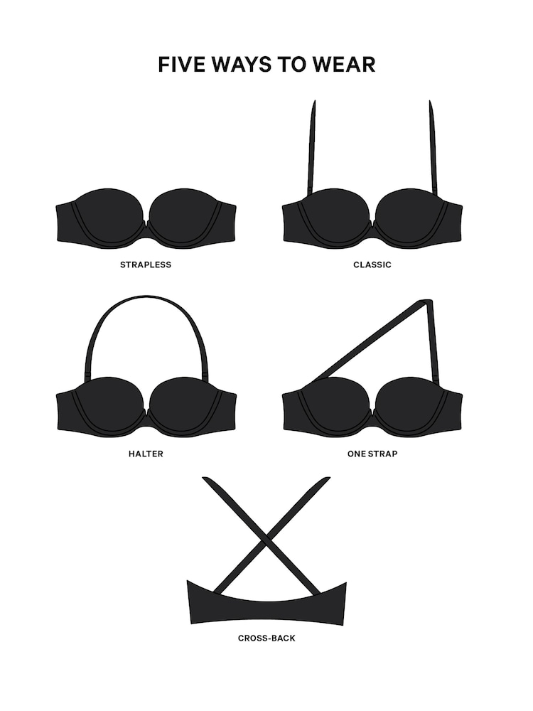Victoria's Secret Pink Black Strapless Multiway Push Up Bra - Image 4 of 4