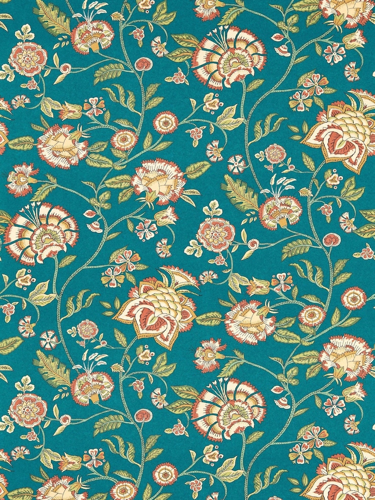 Clarke and Clarke Spice Teal Barmeri Indira Wallcoverings A4 Wallpaper Sample - Image 1 of 1