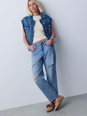 Bleach Blue Ripped Authentic High Rise City Straight Leg Jeans - Image 1 of 6