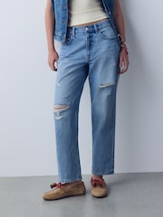 Bleach Blue Ripped Authentic High Rise City Straight Leg Jeans - Image 3 of 6