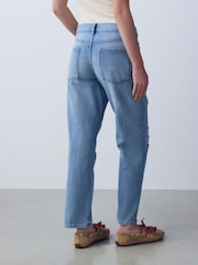 Bleach Blue Ripped Authentic High Rise City Straight Leg Jeans - Image 4 of 6