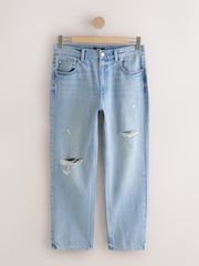 Bleach Blue Ripped Authentic High Rise City Straight Leg Jeans - Image 7 of 9