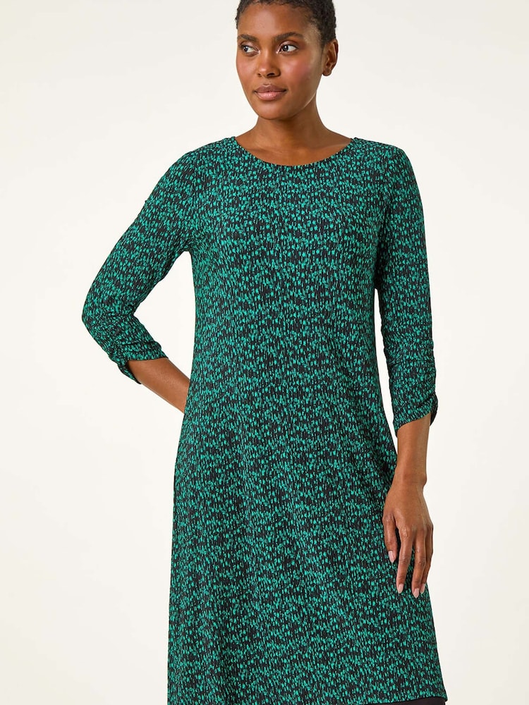 Roman Green Abstract Print Swing Hem Dress - Image 2 of 5 Roman Green Abstract Print Swing Hem Dress - Image 2 of 5