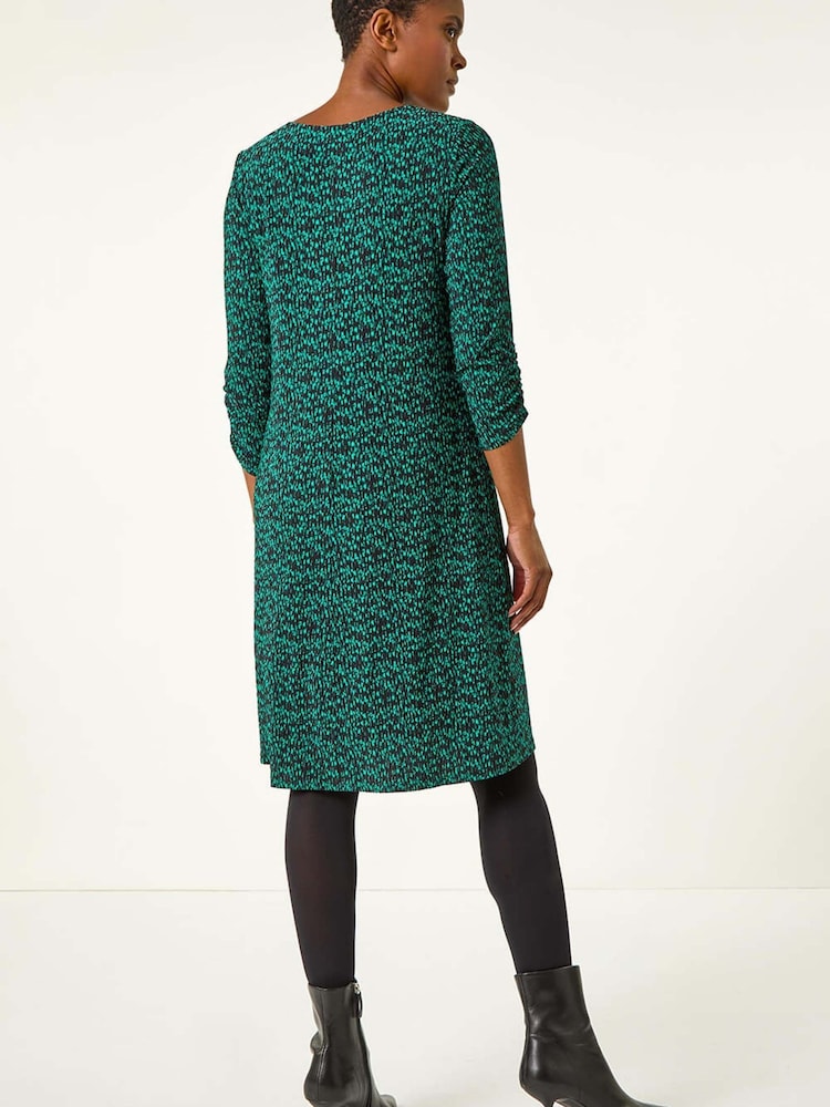 Roman Green Abstract Print Swing Hem Dress - Image 5 of 5 Roman Green Abstract Print Swing Hem Dress - Image 5 of 5
