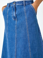 تنورة متوسط الطول مقسمة من قماش الدنيم القطني من Roman - صورة 5 من 5