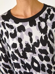 Roman Black Animal Print 3/4 Sleeve Knit Jumper - Image 5 of 5