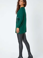 Roman Green Embellished Star Print Longline Jumper - Image 3 of 5