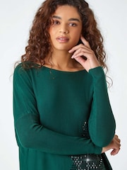 Roman Green Embellished Star Print Longline Jumper - Image 4 of 5