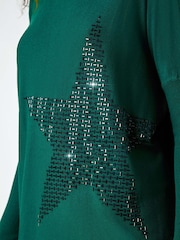 Roman Green Embellished Star Print Longline Jumper - Image 5 of 5