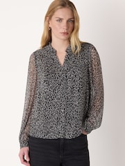 Whistles Black Dragonfly Long Sleeve Blouse - Image 1 of 5