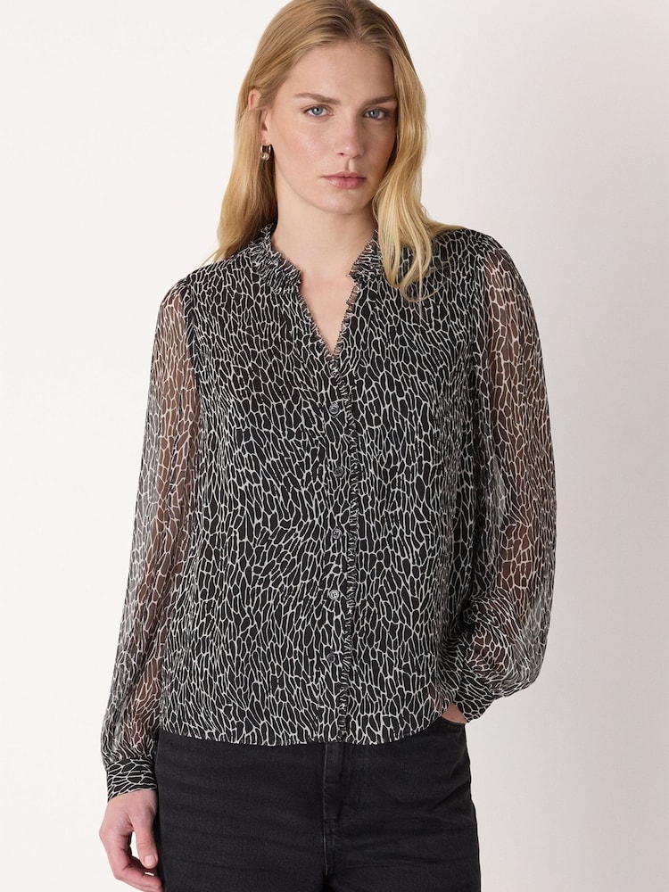 Whistles Black Dragonfly Long Sleeve Blouse - Image 1 of 5 Whistles Black Dragonfly Long Sleeve Blouse - Image 1 of 5