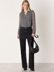 Whistles Black Dragonfly Long Sleeve Blouse - Image 3 of 5