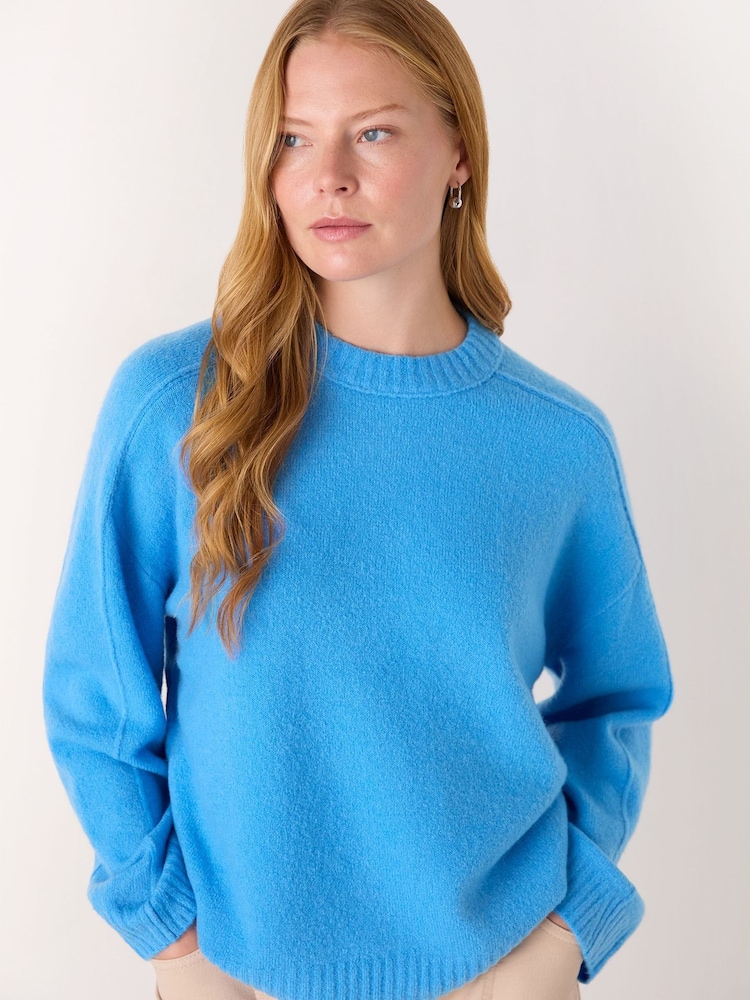 Whistles Blue Wool Mix Seam Detail Knit - Image 1 of 5 Whistles Blue Wool Mix Seam Detail Knit - Image 1 of 5