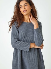Roman Grey Ribbed Asymmetric Stretch Dress - Image 3 of 5