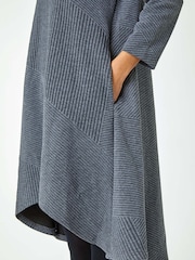 Roman Grey Ribbed Asymmetric Stretch Dress - Image 4 of 5