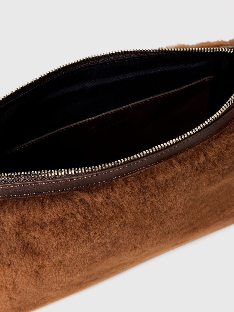Whistles Brown Kaia Shearling Crossbody Bag - Image 2 of 4 Whistles Brown Kaia Shearling Crossbody Bag - Image 2 of 4