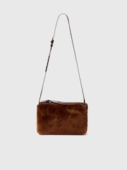 Whistles Brown Kaia Shearling Crossbody Bag - Image 3 of 4