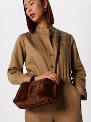 Whistles Brown Kaia Shearling Crossbody Bag - Image 4 of 4