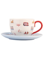 Cath Kidston Blue London Town Teacup & Saucer Set - Image 1 of 2