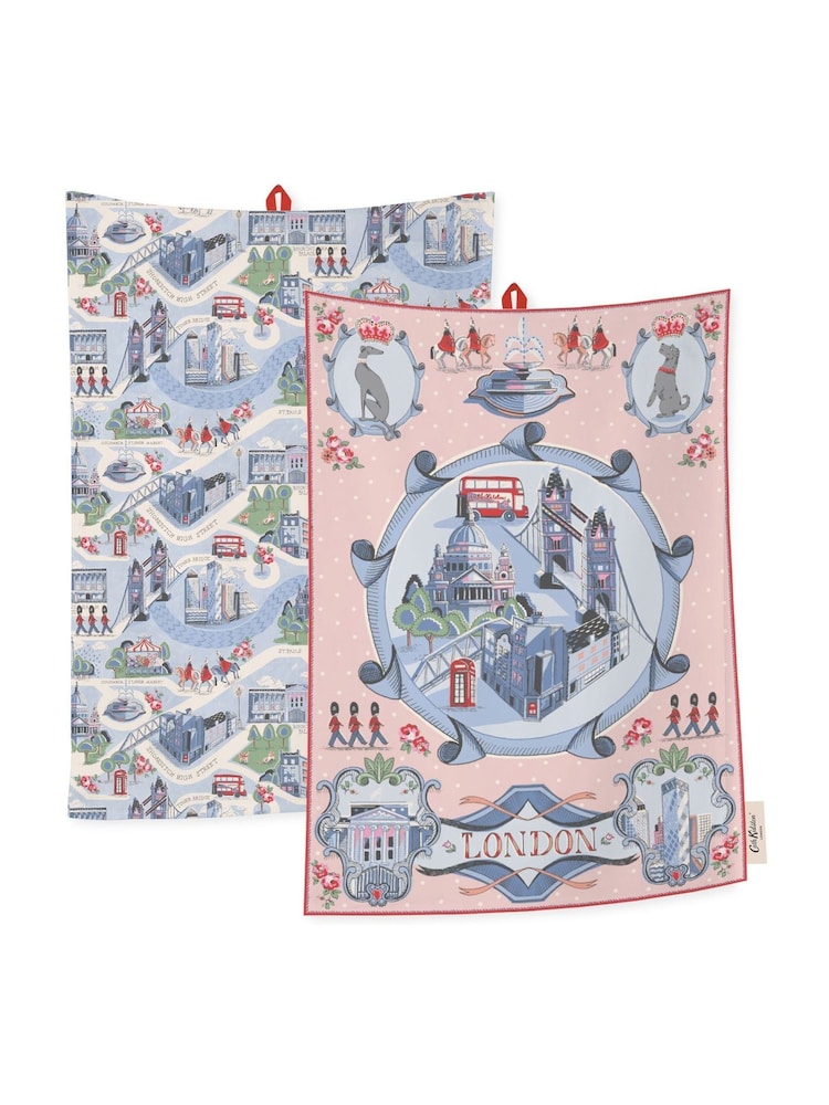 Cath Kidston Set of 2 Blue London Town Tea Towels - Image 2 of 2