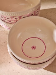Cath Kidston Set of 4 Pink Spitalfields Silk Cereal Bowls - Image 2 of 5