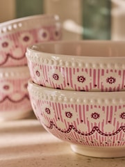 Cath Kidston Set of 4 Pink Spitalfields Silk Cereal Bowls - Image 3 of 5