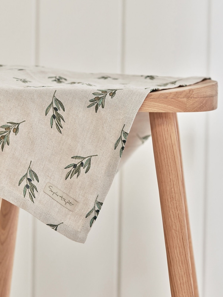 Льняное кухонное полотенце оливкового цвета Sophie Allport - Изображение 2 3