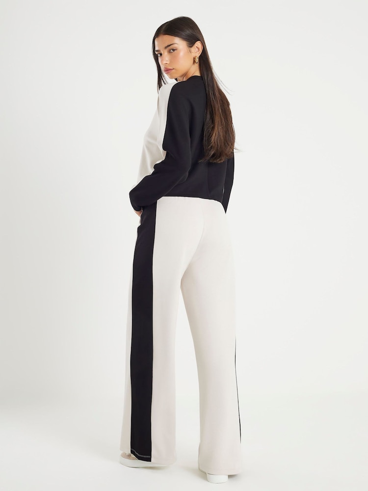River Island Cream Colour Block Wide Leg Trousers - Image 2 of 4