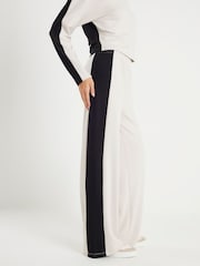 River Island Cream Colour Block Wide Leg Trousers - Image 4 of 4