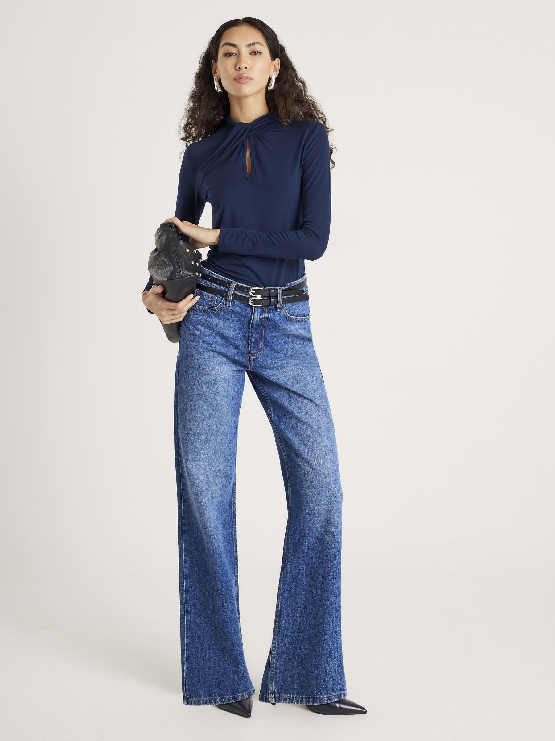 Buy River Island Blue Long Sleeve Twist High Neck Top from Next USA