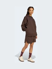 adidas Brown 3 Stripe Studio Fleece Hoodie - Image 3 of 6