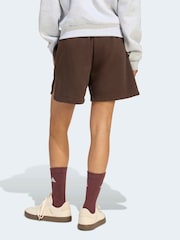 adidas Dark Brown 3 Stripe Studio Fleece Shorts - Image 2 of 6