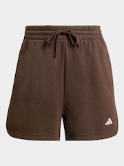 adidas Dark Brown 3 Stripe Studio Fleece Shorts - Image 6 of 6