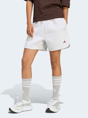 adidas Light Grey 3 Stripe Studio Fleece Shorts - Image 1 of 6