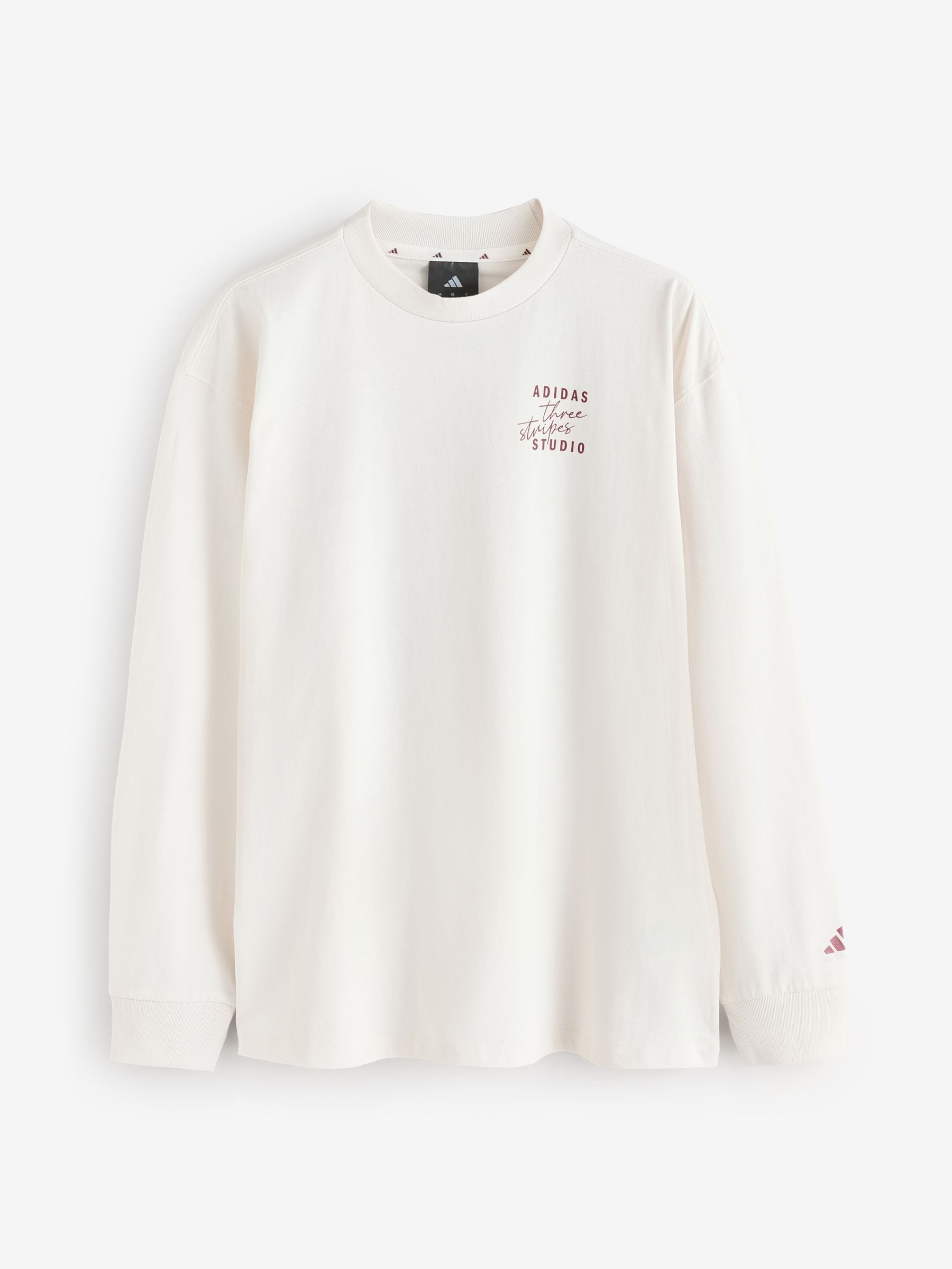 Buy adidas White 3 Stripe Studio Graphic Long Sleeve Top from Next