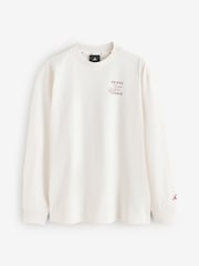 adidas White 3 Stripe Studio Graphic Long Sleeve Top - Image 1 of 1
