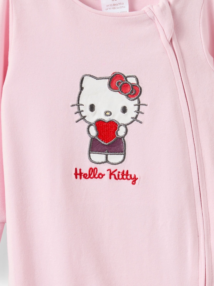 Cotton On Pink Hello Kitty Long Sleeve Zip Romper - Image 2 of 3 Cotton On Pink Hello Kitty Long Sleeve Zip Romper - Image 2 of 3