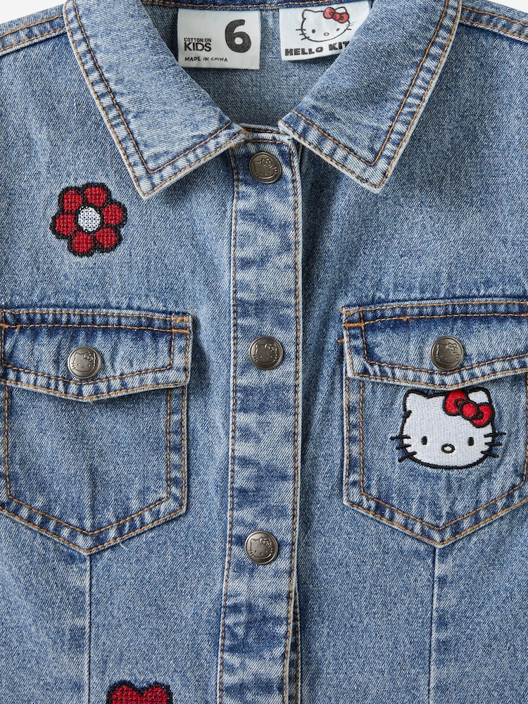 Buy Cotton On Blue Hello Kitty Sasha Long Sleeve Denim Shirt Dress from Next USA Buy Cotton On Blue Hello Kitty Sasha Long Sleeve Denim Shirt Dress from Next USA