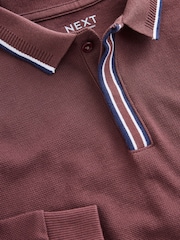 Rouge bordeaux - Long Sleeve Tipped Polo Shirt (3-16yrs) - Image 4 de 4