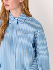 Whistles Blue Oversized Fit Stripe Shirt - Image 4 of 5