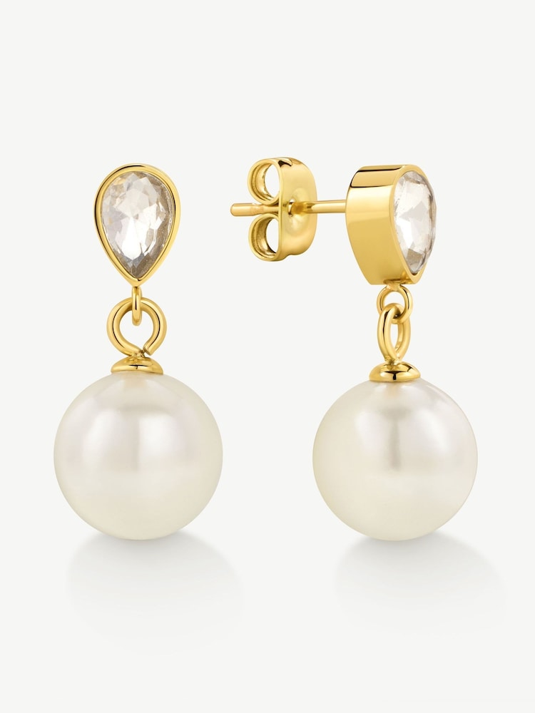D.Louise Gold Tone Pearl Drop Earrings - Image 3 of 3