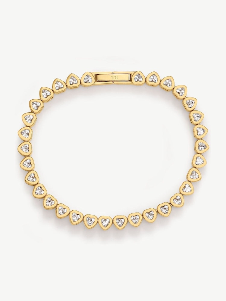 D.Louise Gold Tone Heart Bezel Tennis Bracelet - Image 1 of 2 D.Louise Gold Tone Heart Bezel Tennis Bracelet - Image 1 of 2