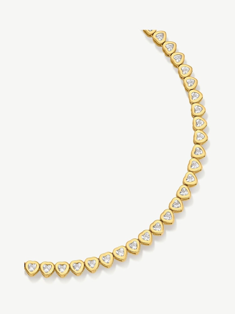 D.Louise Gold Tone Heart Bezel Tennis Necklace - Image 3 of 3