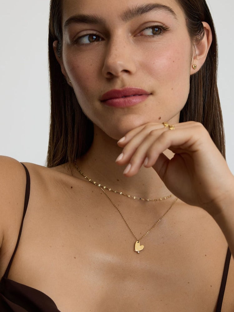 D.Louise Gold Tone Heart with Stones Necklace - Image 2 of 4