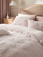 Pink Heart Carved Faux Fur Duvet Cover and Pillowcase Set - Image 1 of 4