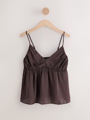 Chocolate Brown Channel Detail Cami Top - Image 6 of 9