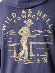 Ariat Blue Lightweight Retro Hoodie - Image 5 of 5