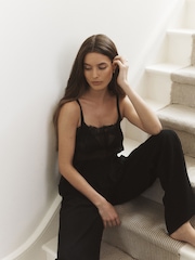 Black Sheer Lace Trim Cami Top - Image 3 of 8
