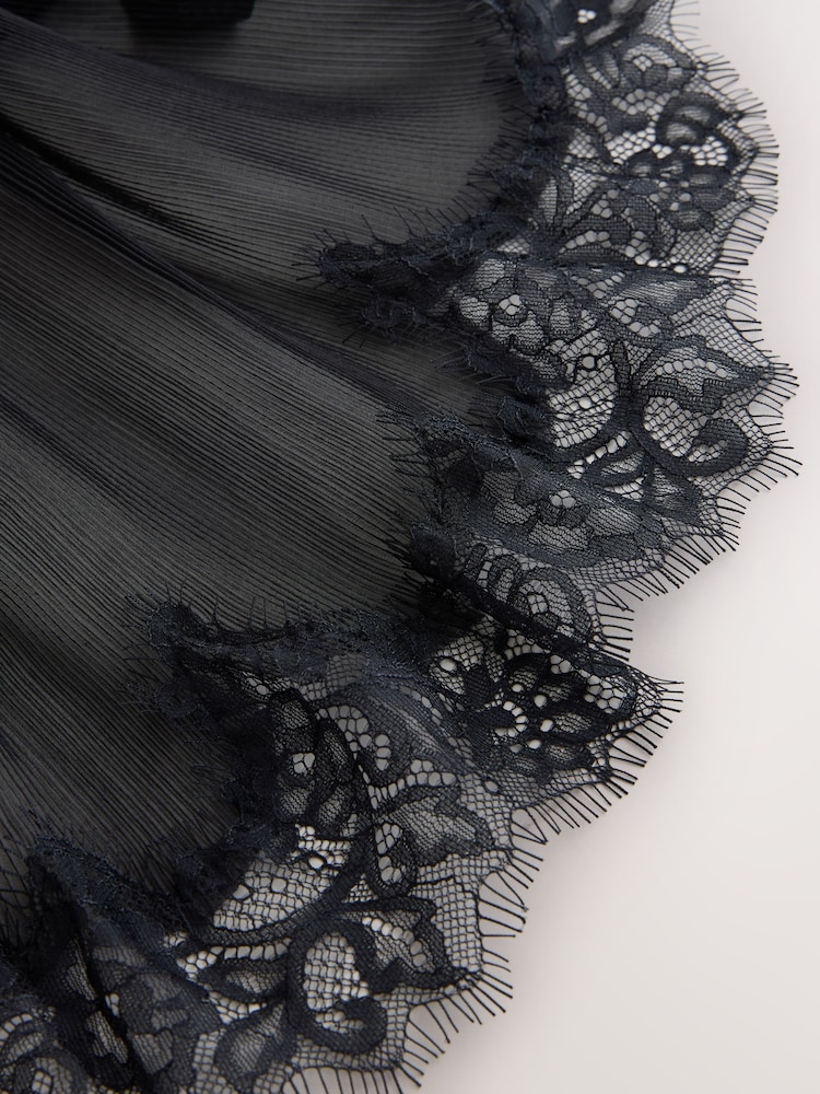 Black Sheer Lace Trim Cami Top - Image 7 of 7 Black Sheer Lace Trim Cami Top - Image 7 of 7